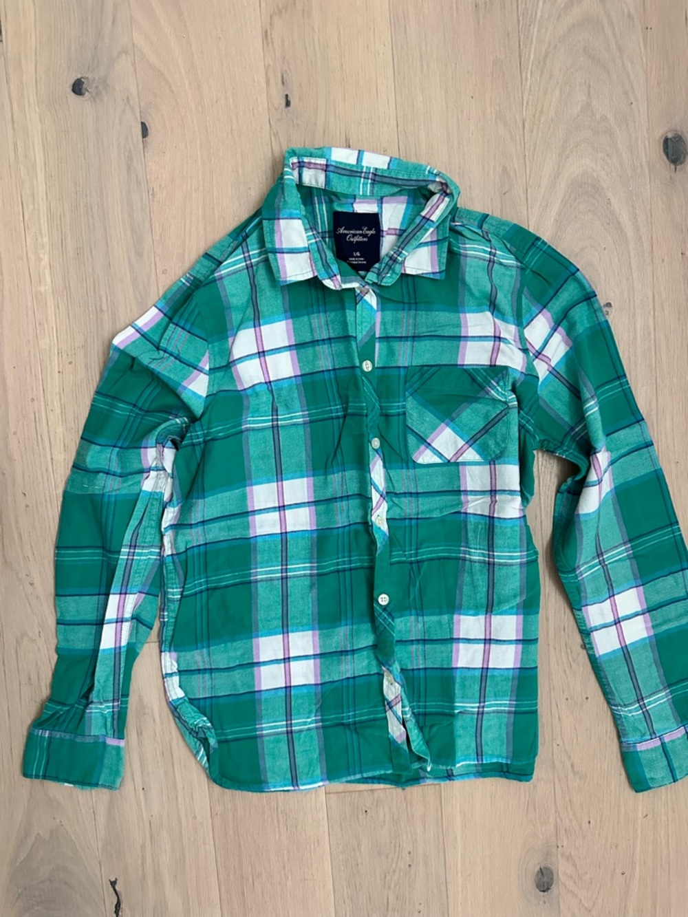 American Eagle Green Plaid Shirt